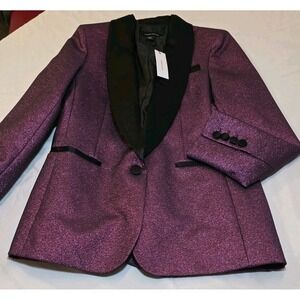 Karen Millen Women's Tailored Sparkle Contras Blazer Pink Purple Size 8 NEW